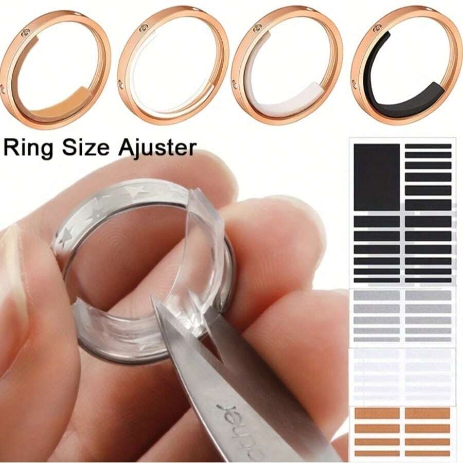 Ring Adjuster, EVA Invisible Sticker Suitable For Loose Rings For Women And Men, Transparent White Finger Ring Sizer Reducer Jewelry Tool, Transparent Silicone Ring Protector, Adjustable Ring Size Without Changing Dimension - A - View 1
