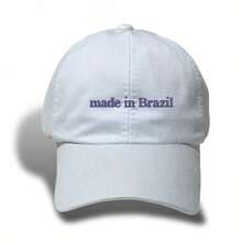 Unisex Dad Hat In 100% Cotton Twill Curved Brim Custom Made In Brazil - White Embroidered Navy Blue - View 6