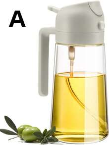 1个玻璃喷油瓶，食用油喷雾器，创意喷油瓶，适用于沙拉、烧烤、烹饪、烘焙、露营、野餐，470毫升喷雾瓶，可喷洒或倾倒，二合一设计 - A - 查看 10