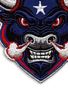 1pc Angry Bull Head Patch Houston Football Pride Embroidered Iron On - Multicolor - View 4