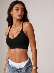 Áo ngực thể thao không gọng, dây chéo, không lưng dành cho nữ hiệu Runway Rest. - màu đen - Xem 4