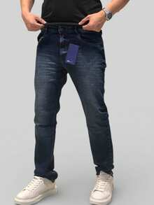 Men's Traditional Straight Leg Casual Denim Jeans With Lycra Stretch - 藍色日蝕 - 查看 2