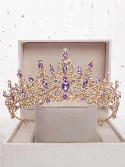 1pc Girl's Large Size Luxury Sweet Crystal Princess Crown Headband