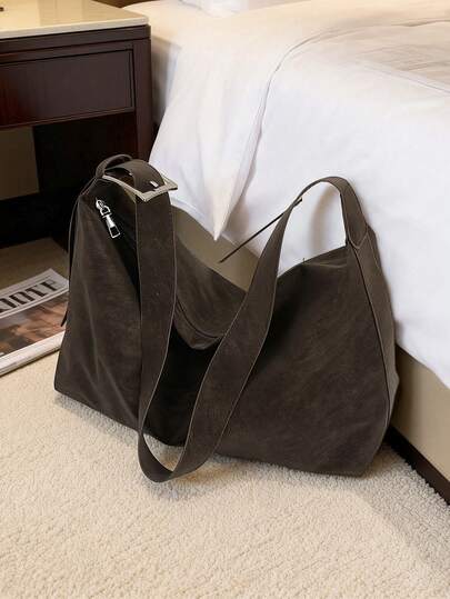 1pc Women's Fashionable Solid Color Shoulder Bag, Portable Versatile Large Capacity Underarm Bag, Suitable For Dates, Shopping, Gifts, Work, Commuting