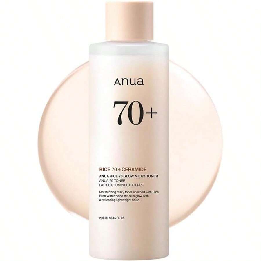 Anua Rice 70 Glow Milky Toner 250ml, Bestseller Korean Skincare, Glass Skin, Hydrating Barrier Care, Rice Water, Niacinamide, Ceramides, All Skin Types, Fragrance-Free, Non Comedogenic, Korean Skincare, Best Korean Skincare, Top Selling Toner, Kbeauty, K-Beauty, Toner For Dry Skin, Dull Skin, Best Toner For Combination Skin, Balance Excess Sebum, Fragrance-Free Toner, Summer, Y2k, Swimwear, Good For Acne Skin, Reduce Dark Spot, For Acne Prone Skin, Gift For Mom - Rice+Ceramide - 查看 1