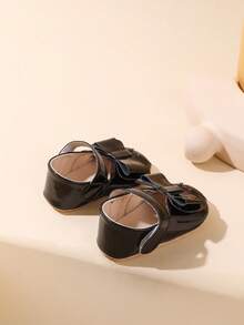 Infant Toddler Shoes With Bow Tie, Breathable Infant Walking Shoes - Black - View 5