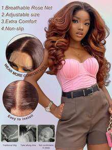 Tóc giả Latisha 13*6 HD Synthetic Lace Front Wigs kiểu xoăn, đã tỉa sẵn, có mái, dành cho nữ, điểm nhấn là tóc con, dài 24 inch. - Nhiều màu - Xem 7