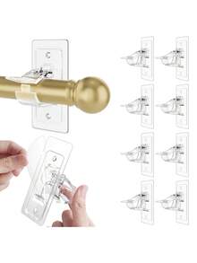 6pcs Non Drilling Curtain Rod Bracket, Self-Adhesive Rod Bracket, Multifunctional Nail Free Rod Hook, Used For Screw Installation On Textured Surfaces, Tenant's Curtain Rod Hanger, Suitable For Bedrooms, Bathrooms, Living Rooms, And Apartments,Dorm Room - Multicolor - View 6