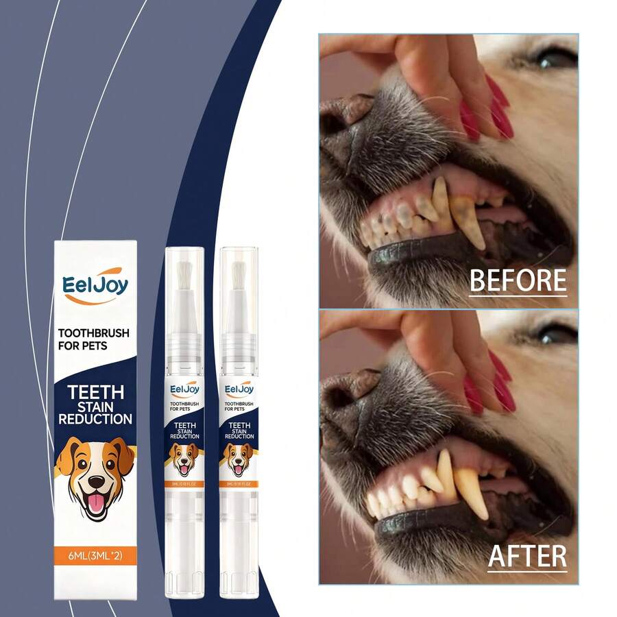 2pcs EelJoy Pet Teeth Cleaning Pen With Mint - Removes Stains & Plaque, Freshens Breath & Whitens Gently For Healthy Dog & Cat Oral Care, Easy Daily Use