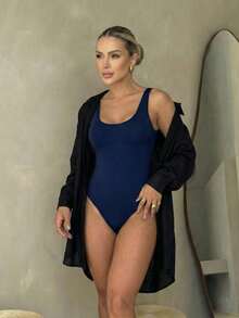 Beach Cover-Up Shirt, Long Sleeve, With Single Cuff, Sizes 36 To 42 - 黑色 - 查看 2