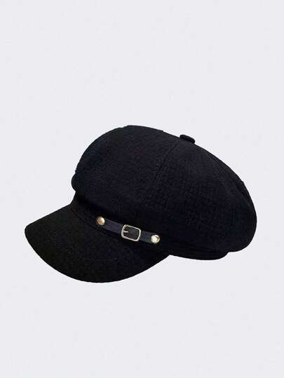 1pc Octagonal Waffle Texture, Women's Minimalist Printed Japanese Style Artistic Hat, Solid Retro Beret, Suitable For Daily Wear And Matching, Ideal Gift, Travel And Vacation