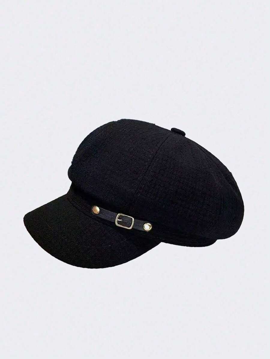 1顶八角华夫格纹理女士简约印花日式艺术帽，纯色复古贝雷帽，适合日常佩戴和搭配，是理想的礼物、旅行和度假之选。 - 蝴蝶型 - 查看 1