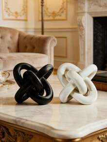 قطعة ديكورية حديثة من الراتنج - ديكور طاولة سطح المكتب الأنيق باللون الذهبي والأبيض والأسود، إكسسوار منزلي عصري مناسب لطاولة القهوة والرف الكتب ومكتب المكتب، طراز معاصر أنيق، مناسب للزينة في عيد الميلاد وطوال العام - A - مشاهدة 4