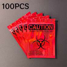 10/20/50/100个装全息可重复密封铝箔袋，防异味拉链包装袋，带图案印刷，适用于小件物品 - 紅色 - 查看 14