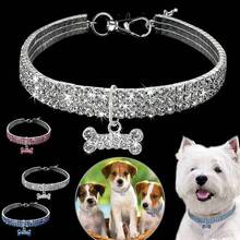 3-Row Rhinestone Elastic Pet Collar, Crystal Pet Necklace, Minimalist Pet Accessory Neck Ring, Customizable - Multicolor - View 3