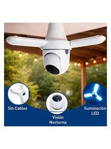 Cámara de Vigilancia con Luz Integrada Tipo Foco, Detección de Movimiento con Sirena, Visión en Tiempo Real, Compatible con Micro SD y Nube. Bluelander - Blanco - Ver 3