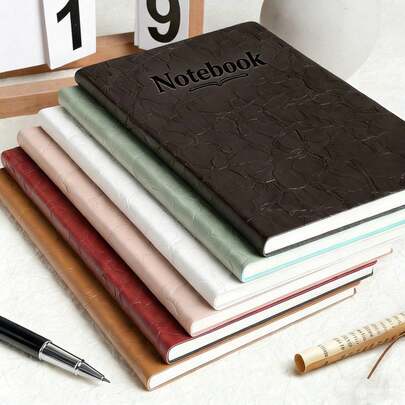 【奢华褶皱纹理】高端笔记本，防漏墨水，书写超顺滑 | 柔软PU皮革封面，亲肤质感 | 厚实内页，精致高端商务办公笔记本，适用于日记、办公、笔记、礼品（优雅）笔记本、日记本、高端礼品、办公用品 #舒适书写软皮笔记本