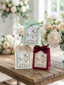 10pcs Elegant Vintage French-Style Paper Gift Boxes Featuring Birds And Flowers, With Ribbon Handles-Perfect For Weddings, Bridal Showers, Birthdays, Bridal Gifts, And Bridal Shower Decorations - Multicolor - View 3
