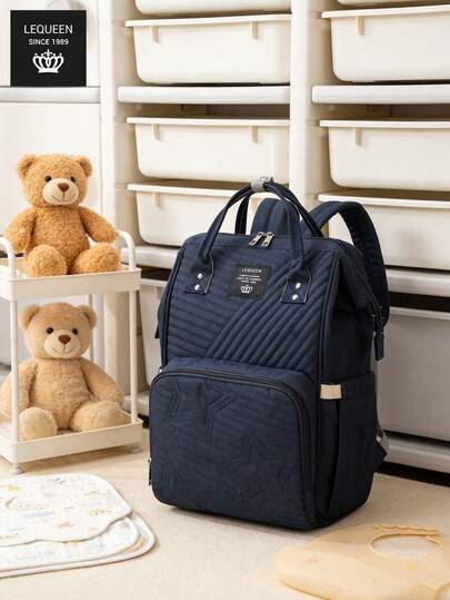  1个LEQUEEN牛津布妈妈包，新款大容量孕妇包，手提/双肩尿布包，旅行收纳包，轻便多功能妈妈手提包