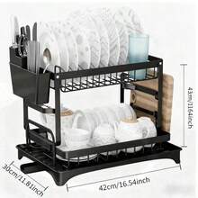 3-Layer Stainless Steel Dish Drying Rack Automatic Drainage Organziers Storage With Bowl/Bowls,Cup,Spoon,Chopsticks,Plate,For Kitchen Essentials|Kitchen|Home Décor|Kitchen Deccor,Escurridor De Platos Para Fregadero,Home Accesssories,Apartment Essentials,Party Supplies,Shoe Rack,Home Organaizer,Closet Organzation,Mothers Day Gift - 加厚款 - 查看 3