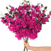 5pcs Artificial Silk Begonia Flower Stems - Plastic Fake Begonia Flower Branches For Wedding Engagement Decor, Home Office Desk Floral Arrangement, Multipurpose Home Decor Without Vase - Red Violet - View 1