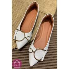 Women's Pointed Toe Flat Shoe, Elegant Casual S060 - trắng - Xem 2