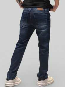 Men's Traditional Straight Leg Casual Denim Jeans With Lycra Stretch - 藍色日蝕 - 查看 3