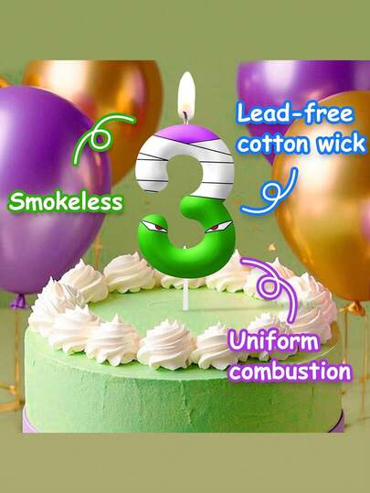 Purple & Green Bandage Eye Cartoon Number 0-9 Theme Birthday Party Cake Decorative Candles