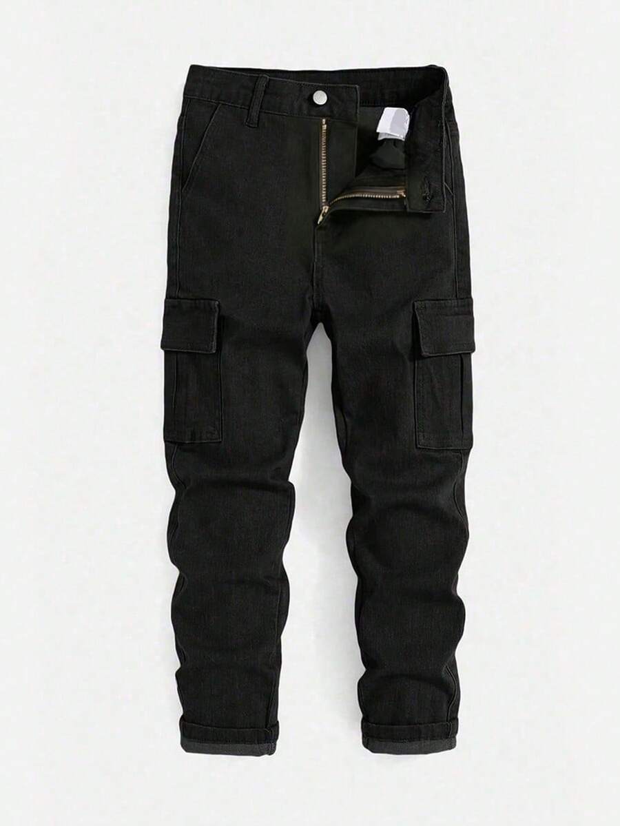 Young Boys' Fashionable Casual Skinny Jeans - Black - View 1