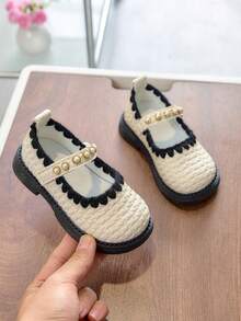 1 Pair Girls' Popular Loafers, New Arrival Autumn, British Style Children's Slip-On Soft Bottom Anti-Slip Moccasins, - White - View 3