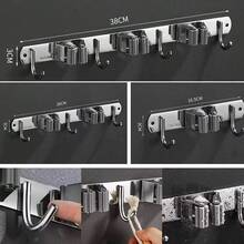 Stainless Steel Wall-Mounted Broom Holder With 7 Or 9 Hooks For Brooms, Mops, And Cleaning Utensils. - 銀色 - 查看 3