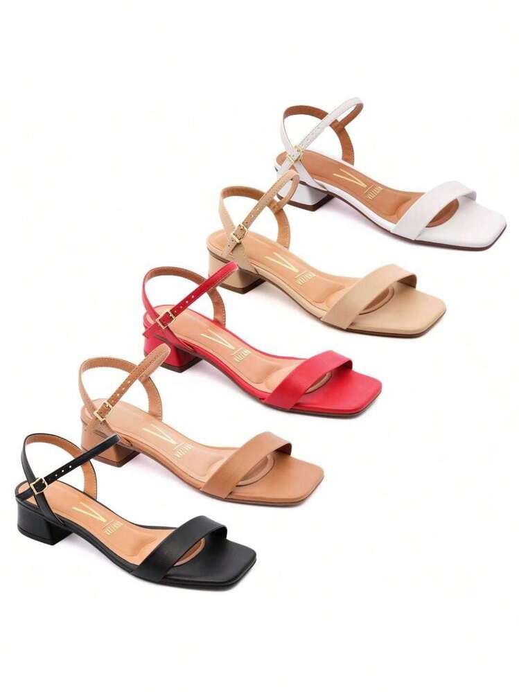 Women's Vizzano Sandal With Low Chunky Heel And Buckle - Original - 巧克力棕 - 查看 1
