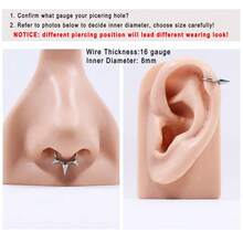 1PC Nose Ring Hoop Punk Stainless Steel Hypoallergenic 16G 18K Gold Plated Hinged Septum Spiked Nose Lip Puncture, Cartilage Hoop,Helix Tragus Ear Lobe Earring,Unisex ,Black 8mm 10mm Women And Men Body Pierecing Jewelry - N026 - View 8