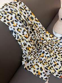 1pc Women's Lightweight Chiffon Scarf, Korean Style Leopard Print Pattern, Versatile Beach Shawl, Sun Protection Wrap - Yellow - View 4