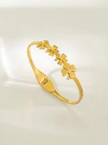 Colección de pulseras elegantes de acero inoxidable dorado - Margarita / Árbol de la Vida / Elementos Florales, pulsera de lujo y versátil - Multicolor - Ver 11