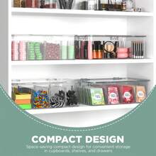 Stackable PET Tea Bag Storage Box, Kitchen Cabinet & Countertop Organizer For Coffee, Sugar Packets, Tea Bags, Coffee Pods, Adjustable Dividers - Clear - View 4