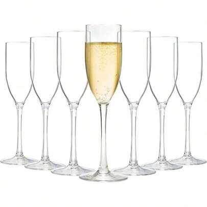 5oz Acrylic Champagne Flutes, Unbreakable Stemware, Reusable - Fashionable & Modern, Perfect For Home, Weddings, Baking, Valentine's Day, Baby Showers, Holidays, Father's Day, Mother's Day, Easter, Picnics, New Year Parties And More