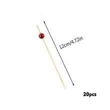 红珍珠竹签，竹制水果蛋糕签，开胃菜签，鸡尾酒签，适用于婚礼、生日、派对、毕业典礼、周年纪念日、晚宴、学校活动、圣诞节、万圣节、感恩节、新年等场合，厨房必备用具 - 紅色 - 查看 11