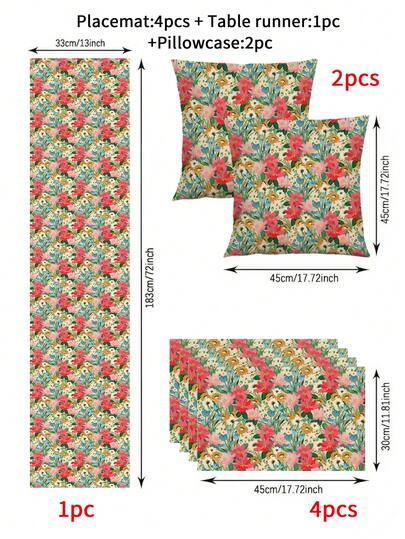 Bộ trang trí hoa mùa xuân/hè 1/4/5/6/7 món, thiết kế hoa đẹp mắt, bộ trang trí nhà cửa, trang trí phòng khách, trang trí phòng ngủ, trang trí phòng ăn, chất liệu giả vải lanh, nhiều kích cỡ, trang trí bàn ăn, khăn trang trí lò sưởi, tấm lót bàn, đế lót ly, trang trí nhà cửa.