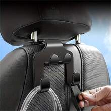 2pcs 2-In-1 Multi-Functional Hook Set For Car Interiors And Home Organization, Suitable For Car Seat Hooks, Rear Seat Phone Holders, Durable Wallet Hook Holders, Universal Bag Hooks, And Everyday Travel Accessories; Versatile, Space-Saving Solution For Organizing Handbags, Backpacks, Groceries, Coats, Keys, And Small Items; Premium Black Finish, Easy Installation, Reinforced Grip, Compatible With Headrests And Door Frames, Clutter Reduction - Black - View 3