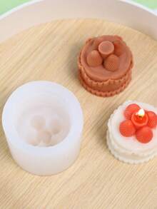 用草莓圆柱形硅胶蜡烛模具裱花蛋糕 - 白色 - 查看 3