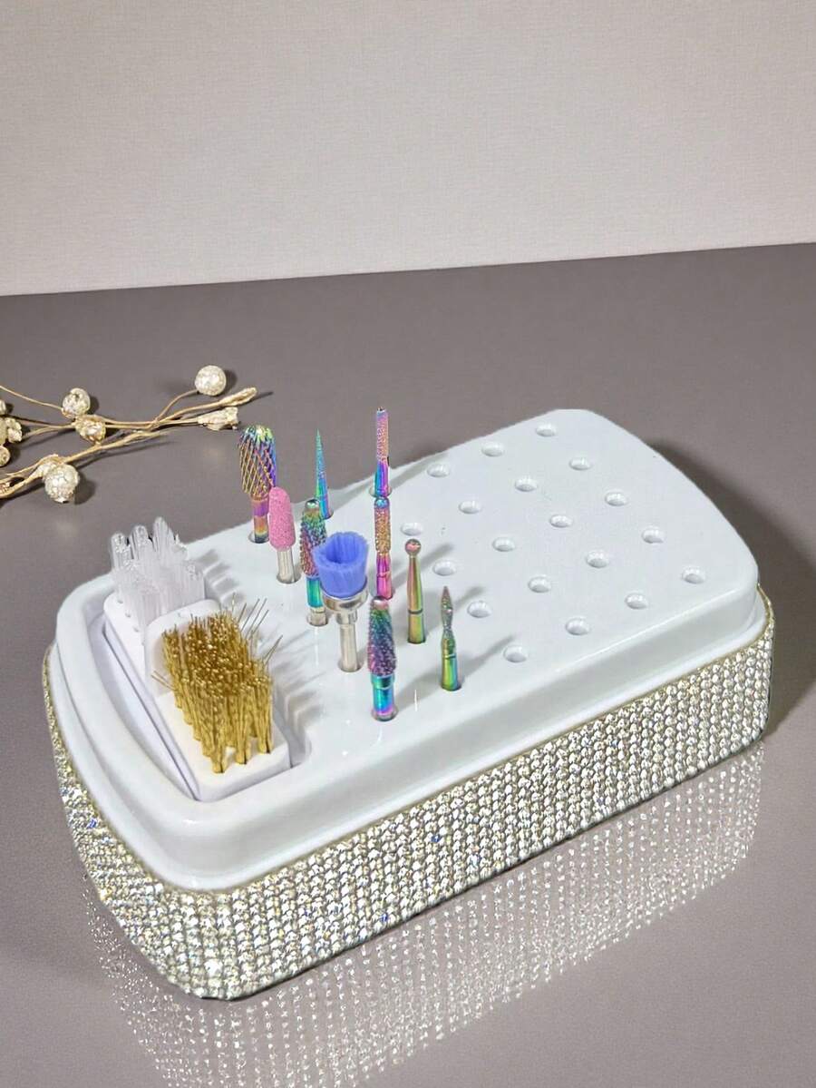 Fully Rhinestoned 3-Drawer Highly Attractive Desktop Storage Box, Jewelry & Cosmetics Organizer - Multicolor - View 1