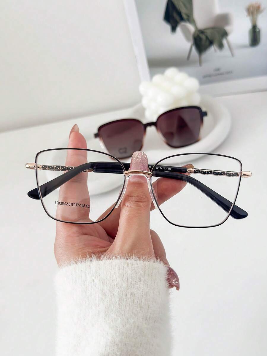 MELINDA FASHION Women's Fashion Sunglasses Clip-On 2-In-1 Frame + Sunglasses Perfect Gift For Friends For Everyday Use - 鏽棕色 - 查看 1