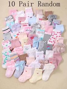 Bộ 30/20/10/5/1 đôi tất màu hồng dành cho bé gái, với họa tiết tối giản gồm sọc, hoa cúc, nơ, ren và quả anh đào, phù hợp cho trẻ nhỏ và mọi mùa. Quà tặng Giáng sinh/Lễ Tạ ơn, tất dài đến bắp chân, quà tặng Ngày Valentine. - Nhiều màu - Xem 14