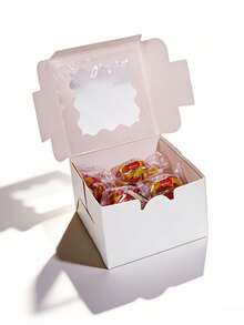 10/5PCS/1PC/White Cookie Boxes 6x6x3 Inches Easy Assemble Macaroon Pastry Boxes Bakery Boxes With Window For Bakery - White - View 8