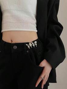 4件套Y2K风格银色蝴蝶形可调节腰带延长器 - 牛仔裤和连衣裙配饰（无卡片） - 銀色 - 查看 3