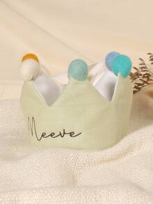 1pc Personalized Embroidered Name Growth Memory Birthday Crown Hat, Solid Color Print, Gift For Baby Boy/Girl, Party/Holiday - Multicolor - View 9