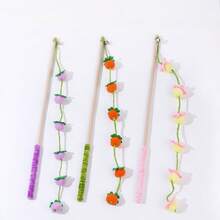 可爱花朵逗猫棒，木柄耐咬铃铛，猫咪自娱自乐玩具，幼猫互动工具，宠物用品，优雅仙女棒，猫咪最爱的互动玩具 - 查看 10