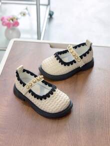 1 Pair Girls' Popular Loafers, New Arrival Autumn, British Style Children's Slip-On Soft Bottom Anti-Slip Moccasins, - White - View 4