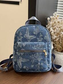 Minimalist Niche Design Casual Versatile Women Mini Backpack - Navy Blue - View 9